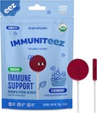 Immuniteez אורגני Elderberry Lollipop לילדים - תמיכה כספית עם ויטמין C, D, E, Zinc ודבש אורגני - Gluten Free Kids ויטמינים - 10 Count Bag