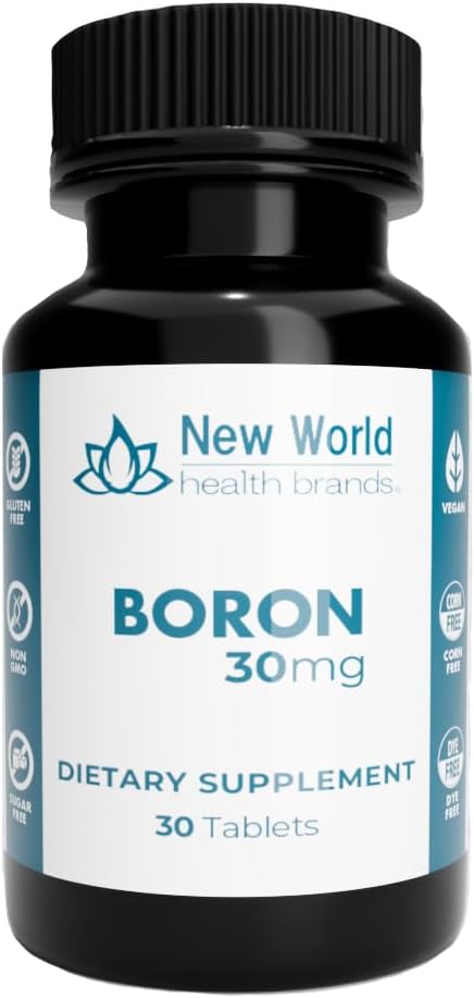 Boron 30mg Mineral Supplement - Soft-Pressed Tablets Thyroid Support Fast Absorption Formula (30)