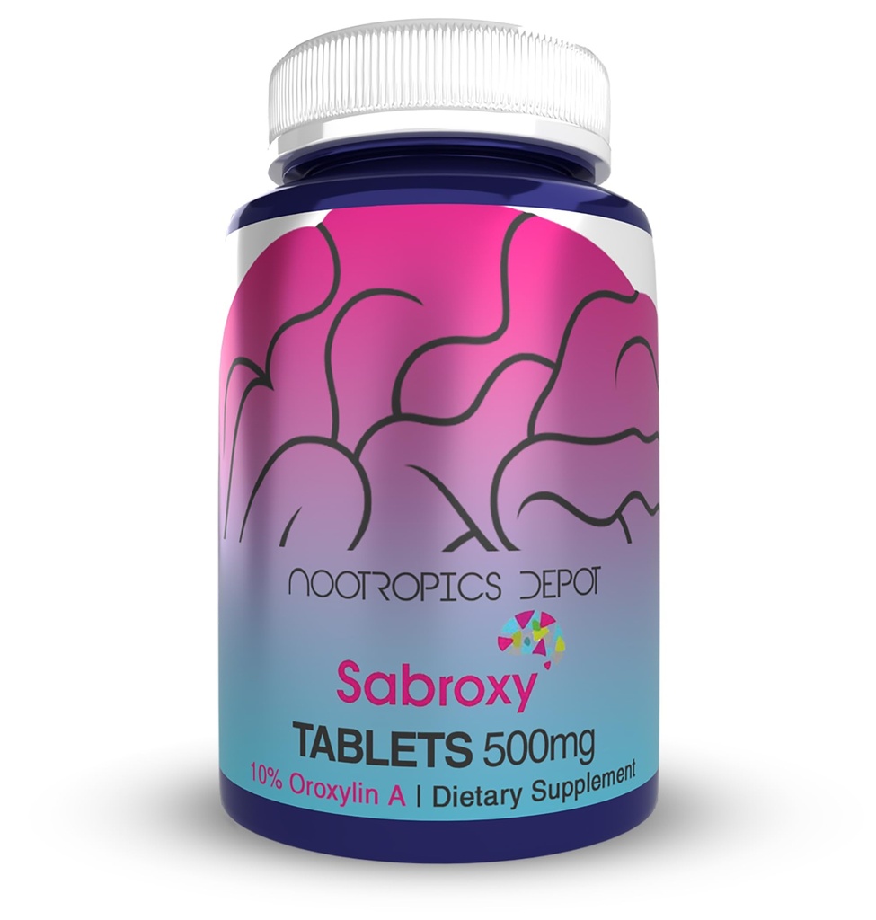 Nootropics Depot Sabroxy® Tablets | 500 מ"ג | 30 Count | מינימום 10% Oroxylin-A | Oroxylum Indicum | May Helpe Focus &מוטיבציה | May Helpe Cognitive Function