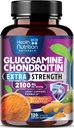 Glucosamine Chondroitin 2100mg - 3X חיזוק תוספת תמיכה משותפת עם MSM, Glucosamine Sulfate, Turmeric, Boswellia, Quercetin for Cartilage, Flexibility & Mobility, בבקבוק בארה"ב, 120 קפסולות