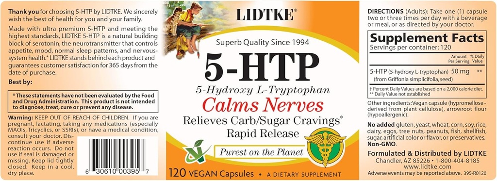 Lidtke 5HTP 120 קפסולות תוספי תזונה