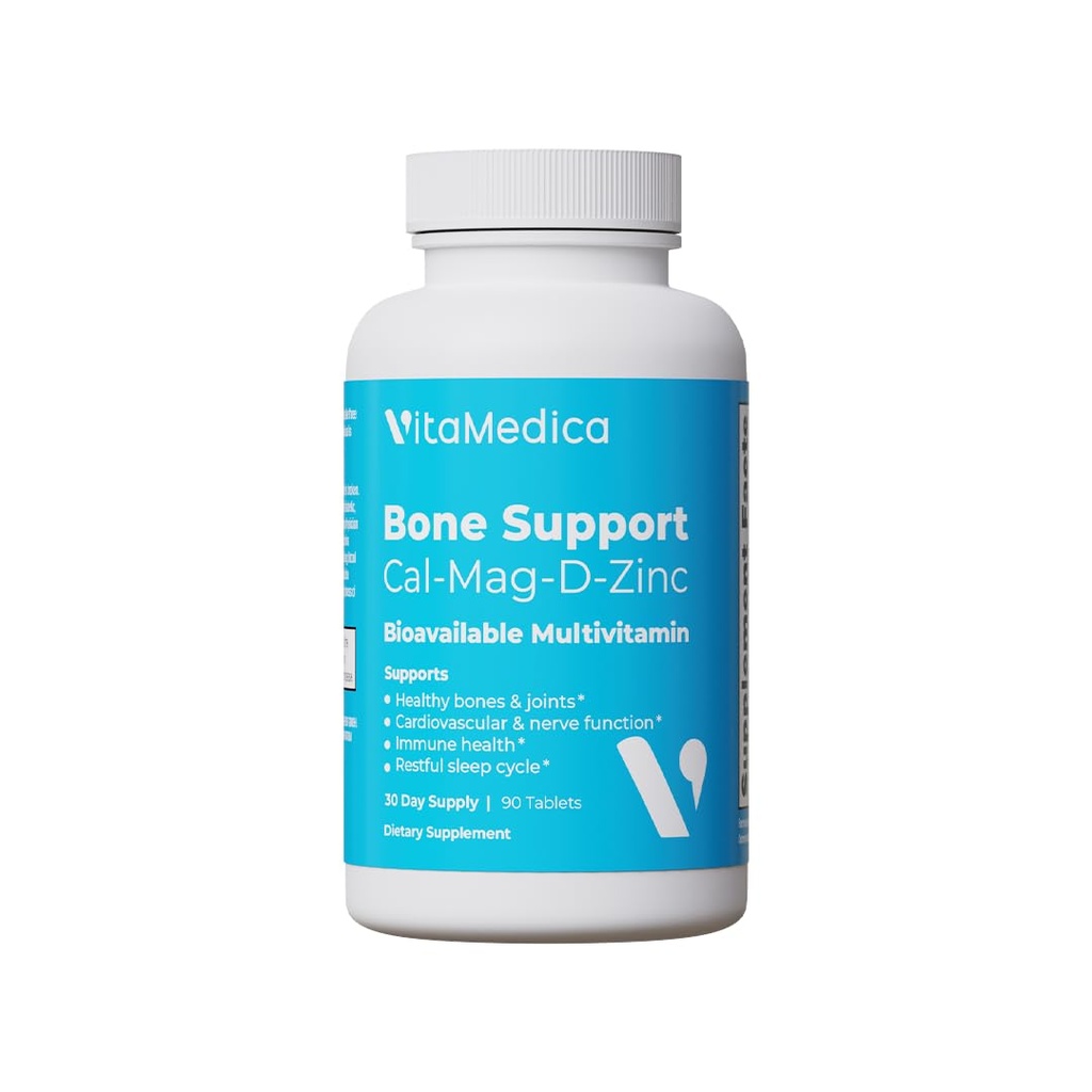 VitaMedica | תמיכה העצם | תוסף עבור עצמות ופרקים | Calcium | Magnesium | ויטמין D & ויטמין K | Boron | Chelated מינרלים | תמיכה בעצמות | שינה טבעית | Made in USA | 90 Ct | 30 משרתים