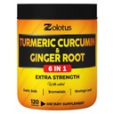 6 ב 1 Turmeric Curcumin + קפסולות ג'ינג'ר, 95% Curcuminoids עם ג'ינג'ר, Garlic Bulb, Bromelain, Moringa, Black Pepper - 120 קפסולות