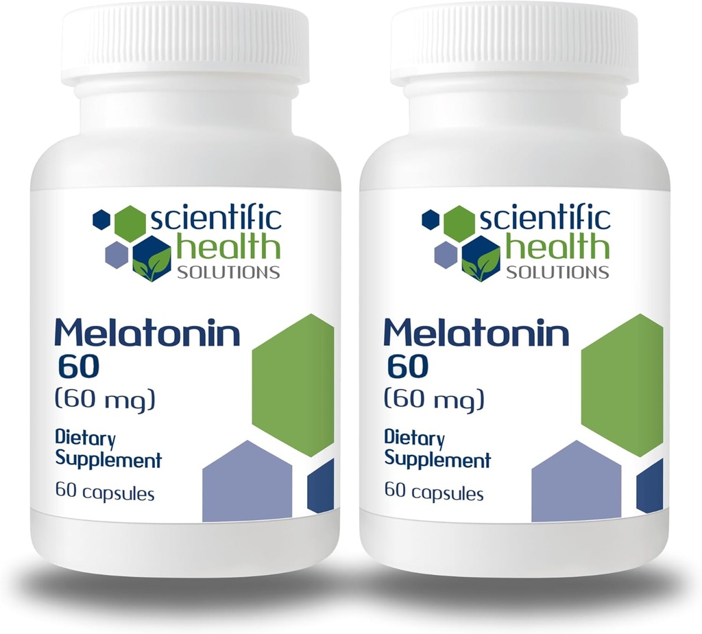 מלטונין 60 מ"ג | High Dosage Melatonin in Easy-to-Swallow קפסולות | טבעוני, Non-GMO & Gluten-Free | US-Made Extra Melatonin (2-Pack)