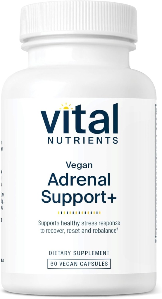 Vital Foodsents טבעונית Adrenal Support + | תוספת לתמיכה בתפקוד Adrenal Gland ותגובה ללחץ בריא * | Mild Stress* | Gluten, Milk & Soy Free | 60 קפסולות