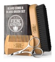 מהפכת הויקינגים Beard Comb & Beard Brush Set for Men - Natural Boar Bristle Brush and Dual Action Pear Wood Comb w/Velvet Travel Pouch - Great for Grooming Beards and Mustaches