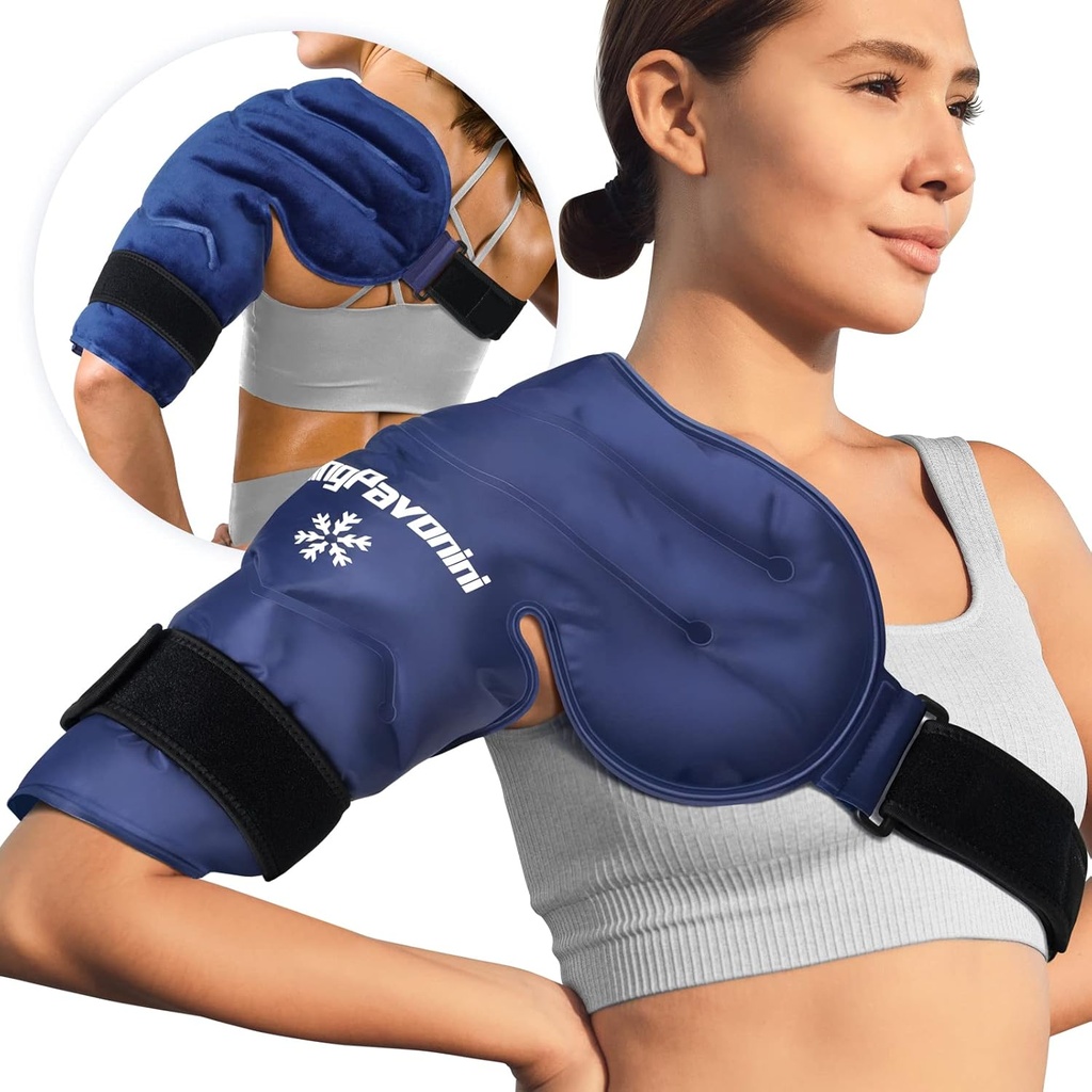 KingPavonini Shoulder Ice Pack רוטטור Cuff Cold Therapy, Reusable Gel Ice Pack for Shoulder Injuries, Pain Relief, Swelling, Shoulders Surgery, Tendonitis, Bursitis, Blue, Medium Size