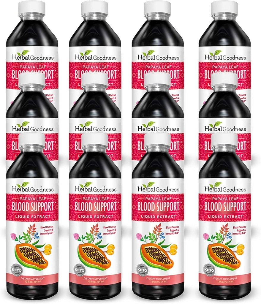 Papaya Leaf Blood Support נוזל - 15X Power - Papaya Leaf - לוחות בריאים, ניקוי דם, העיכול, Papaya Enzyme - 12259oz) בקבוקי בקבוק נוזלי - Herbal Goodness - Made in USA
