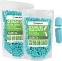 XPRS Nutra טבעוני גודל 0 קפסולות נפרדות - 1000 Count Premium פסולת ריקה בנפרד ב Bags - Pills 0 עבור תוסף DIY (Aqua)