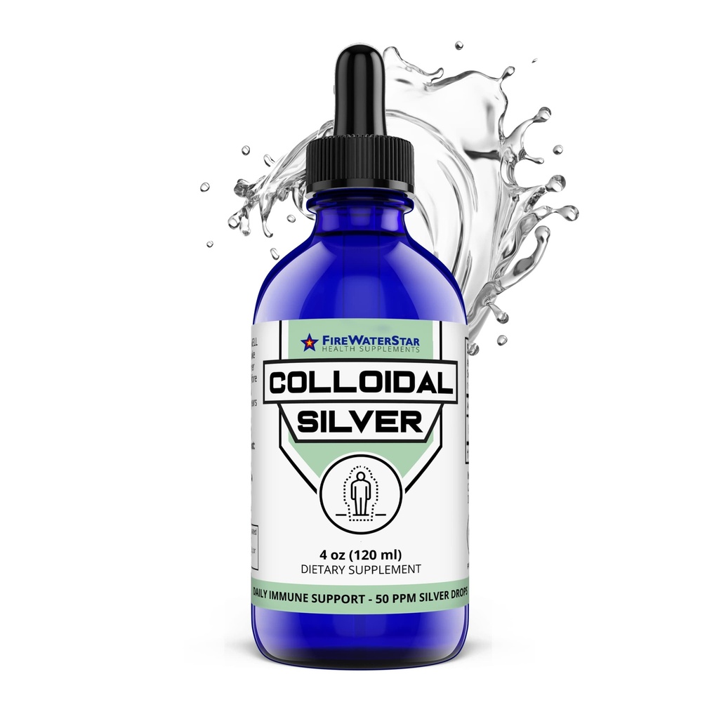 FWS Colloidal Silver, Liquid Drops, 99.99% Pure Silver, 4 oz Glass Bottle, 60 משרתות (2 חודשים אספקה), 50 ppm, ריכוז לשרתים קלים ומשתנים
