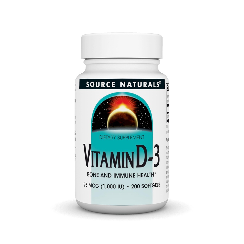מקור טבעי ויטמין D-3 1000 iu תומך העצם & Immune בריאות* - 200 Softgels