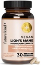 Future Kind Vegan's Mane Mushroom Complex - תוספי המוח עם Chaga, Maitake, Shiitake, & Reishi, תומך זיכרון להתמקד (30ct)