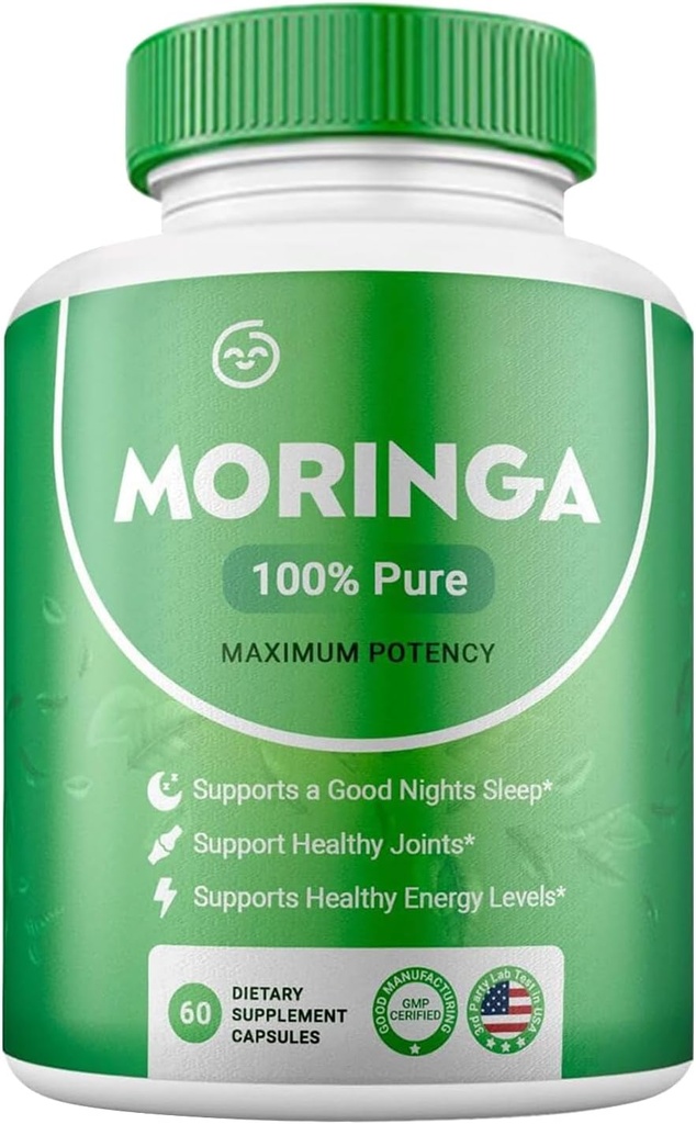 אבקת Moringa אבקת קפסולות מזון טהור-Rich Moringa אבקה תומכת אנרגיה בריאות העור Gut בריאות חיוני ויטמינים Amino Acids (pack של 1)