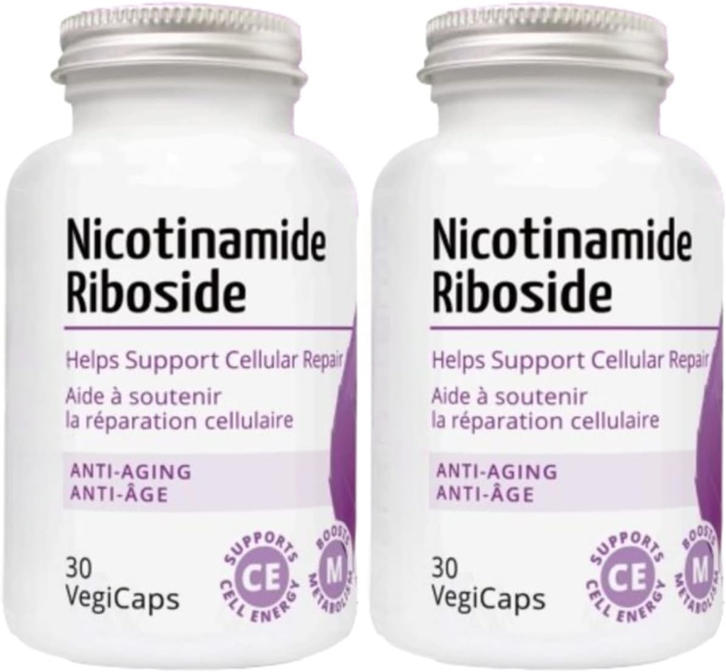 Nicotinamide Riboside - 300mg Nicotinamide Riboside (NR) לשרת, 400 מ"ג Coenzyme Q10 Ubiquinone, 30 VegiCaps לבק (60 Caps - Pack of 2)