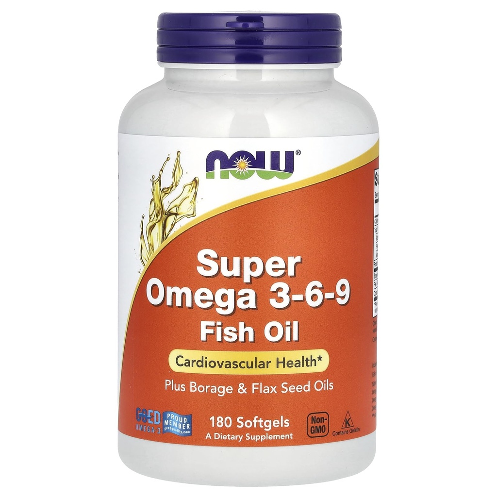 Now Foods Super אומגה 3-6-9 Soft-gels, 1200Mg, 180-Count