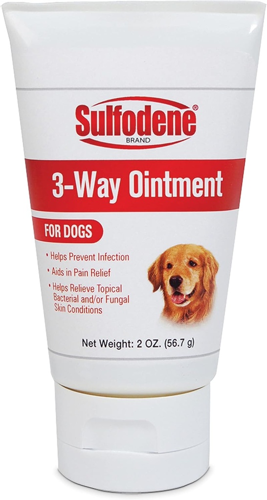 כלב Sulfodene Wound Care 3Way Ointment, Relieves Pain & Prevents זיהומים עבור כלבים חיתוךs, Scrapes, Bites ופציעות, 2 Ounce