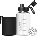 Glass Shaker Bottle,22oz BPA-Free Odorless Shaker בקבוק עם 304 Stainless Steel Ball ו-Removable ניקוי Brush for Fitness חלבונים Mixes (1Pack)