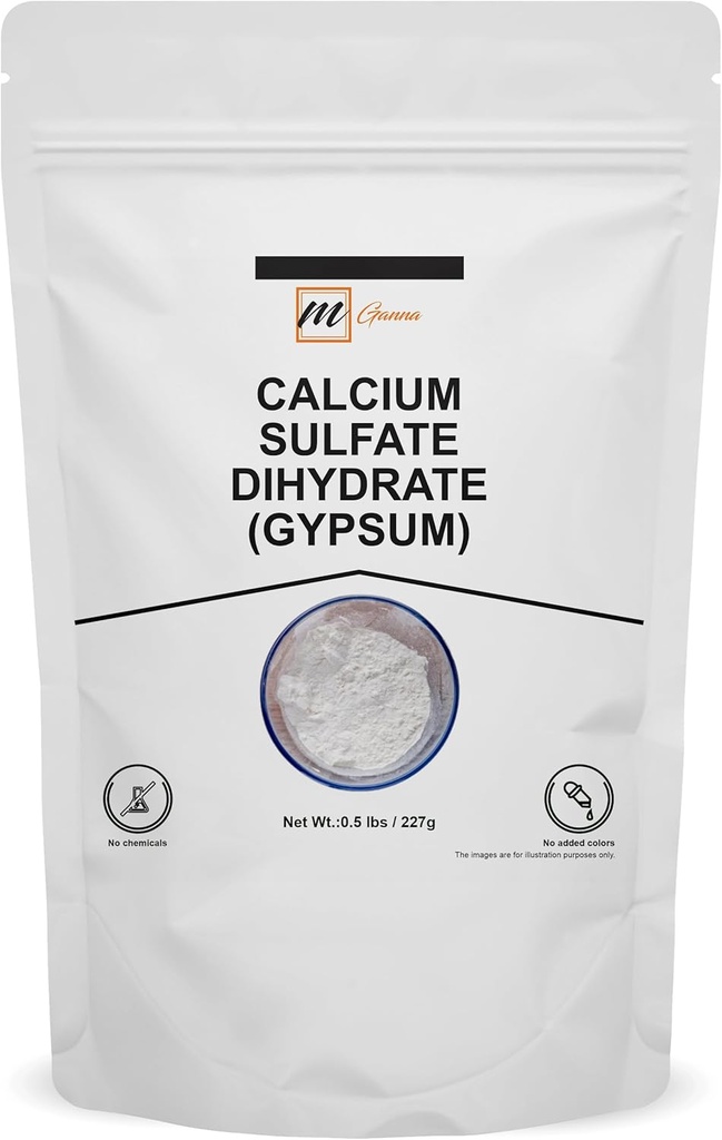 100% טהור Calcium Sulfate Dihydrate (Food Class) - אבקת Gypsum עבור Baking, טיפול במים ונוסחאות קוסמטיות 0.5 lbs / 227 g