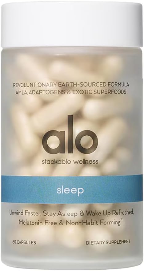 Alo Yoga Sweet Sleep Melatonin-Free Sleep Support with Aquamin® Magnesium, GABA & L-theanine | מקדם שינה מרגיעה | 60 קפסולות