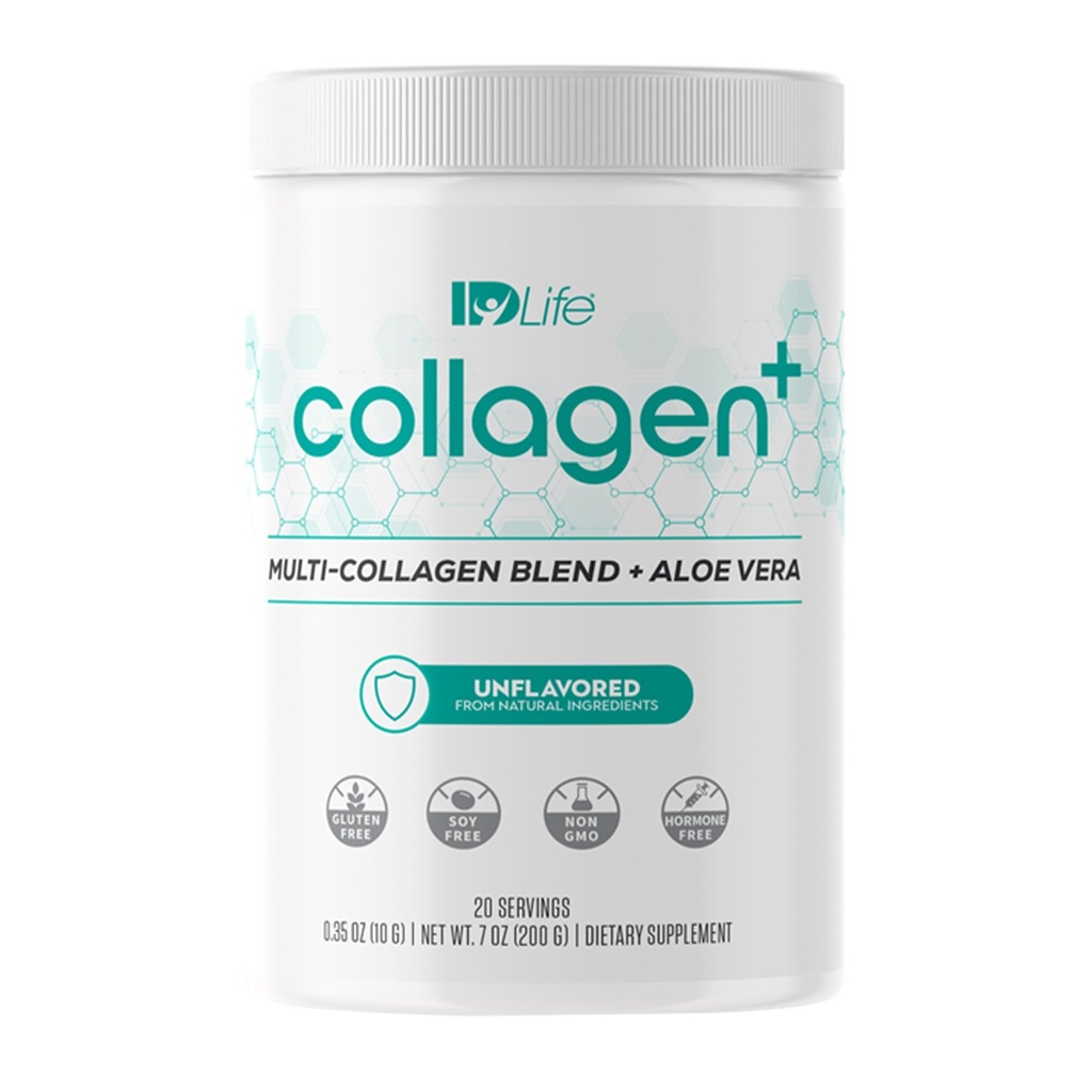 IDLife Collagen+ אבקת משקאות - Multi-Collagen Band with Fulvic Acid & Aloe Vera - עבור שיער בריא, עור, ציפורניים, מפרקים ו Gut - 20 משרתים / 200g