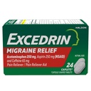 עודף של Migraine הקלה Caplets עבור הסימפטומים Migraine, Acetaminophen 250 מ"ג, Aspirin 250 מ"ג, Caffeine 65 מ"ג, כאב Reliever, 24 Count