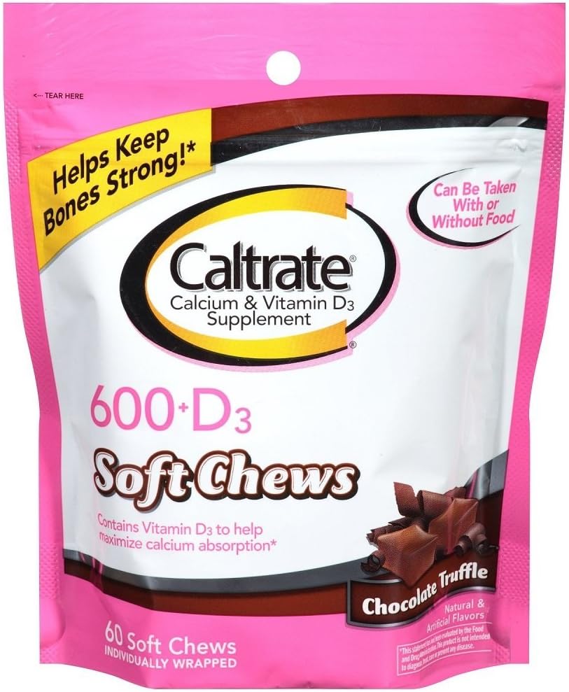 Caltrate 600+D Soft Chews, שוקולד טריפל, 60 הרוזן (2 Pack)