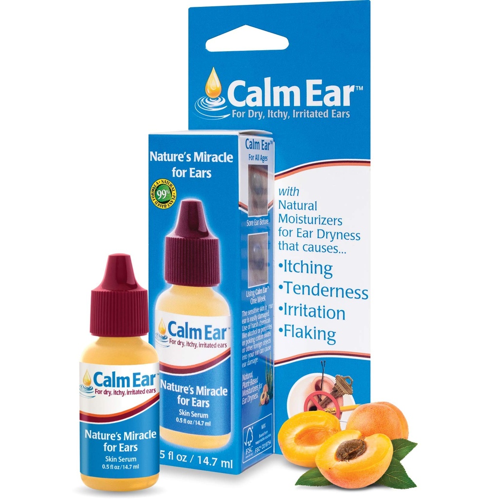 Miracell Calm האוזן טיפות 14.7 מ"ל - סיוע טבעי עבור Itchy, Irritated & יבש אוזניים - Lubricates אוזנייםplugs & השמיעה