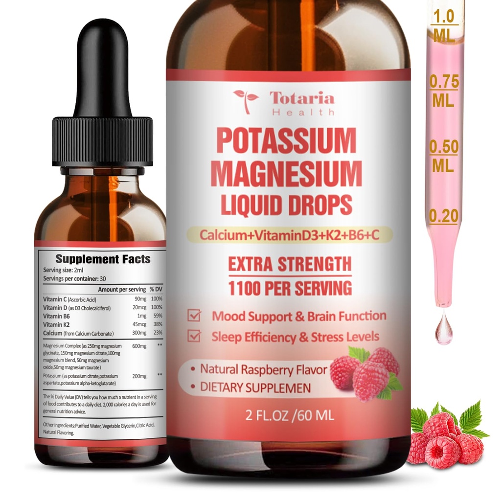 Potassium Magnesium תוספת נוזל טיפות - תוספת גבוהה Absorption Potassium עם Magnesium, Calcium, ויטמין D3 K2, טבעוני, non-GMO Potasio תמיכה Cramps, העצם, השרירים - 2 Fl oz ozozium, ויטמין D3 K2, טבעוני, לא-GMO Potasio תמיכה המחוקק Cramps, העצם, שרירים - 2 Fl oz oz oz oz oz oz oz oz