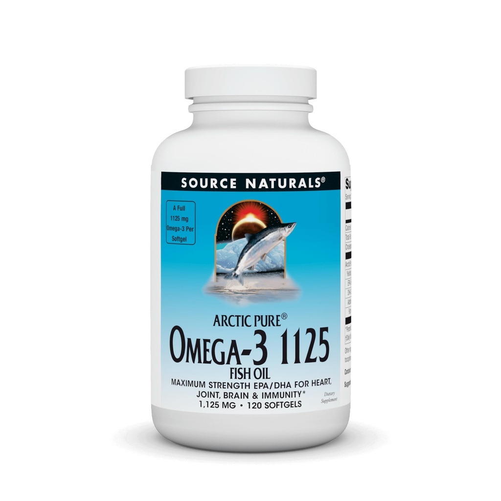 מקור: Naturals ArcticPure אומגה 3 Fish Oil 1125 מ"ג Ultra Potency כוח מקסימלי EPA + DHA עבור הלב, משותף, המוח & Immune בריאות - 120 Softgels