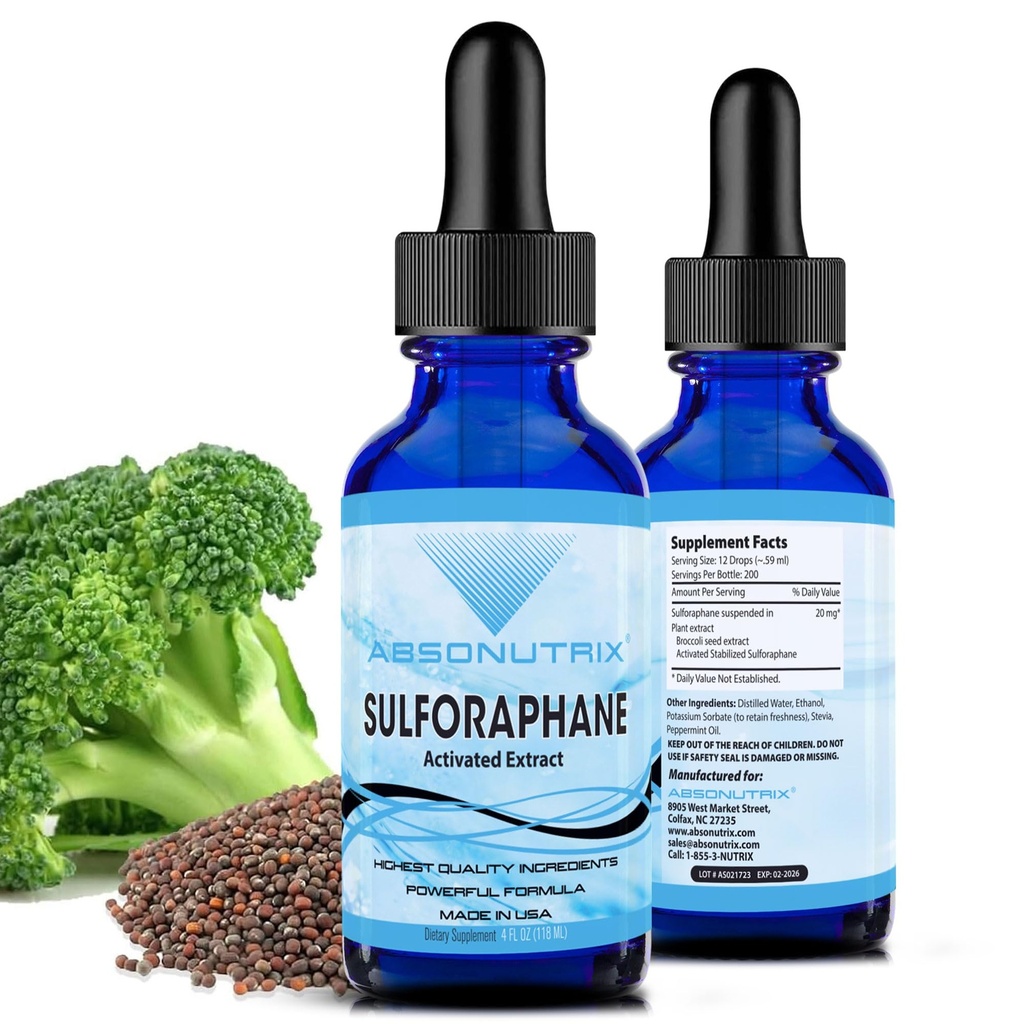 Absonutrix מופעל ו- Stabilized Sulforaphane, 20 מ"ג, 200 משרתות, מסייעות פונקציונליות קוגניטיבית, מסייע להאט את ה- Aging, צד שלישי נבדק, קל Absorption, GMP-Certified, non-GMO, מיוצר בארה"ב,