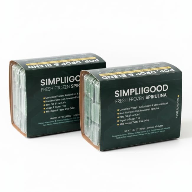 Spirulina Cubes - חלבון גבוה, ויטמין-Rich Superfood with Natural Flavor - טבעוני, Gluten-Free Foodsent Powerhouse Spirulina Pods עבור Smoothies - (840, גרמים)