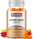 ברברין עם Ceylon Cinnamon תוסף - Berberine Gummies, אורגני Berberine HCL 1200 מ"ג למבוגרים, תמיכה במערכת החיסון, סוכר חינם, GMO חינם, Gluten חינם, 60 מסטיקים