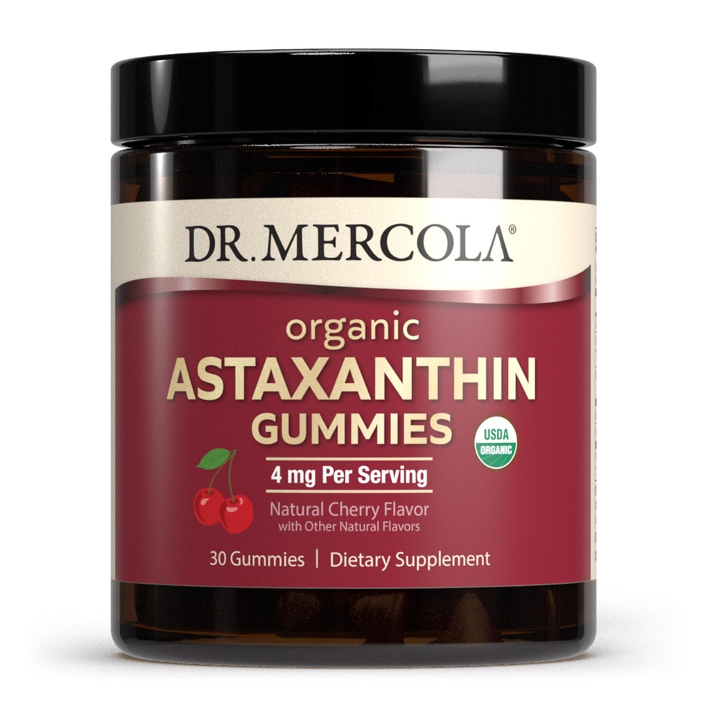 ד"ר מריקולה אורגני Astaxanthin Gummies, 30 משרתות (30 חניכיים), 4 מ"ג Per Serve, Dietary Supplement, Antioxidant ו- Immune Support, אורגני מוסמך, non-GMO