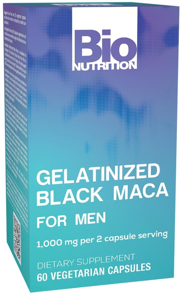 תזונה ביולוגית Gelatinized Black Maca 60 קפסולות צמחוניות | 1,500 מ"ג לכל המשרתים | אנרגיה Boost | Calcium | Magnesium | Phosphorus