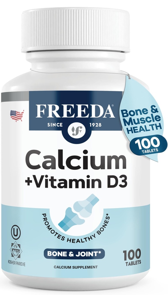 חינםDA Calcium 600 מ"ג עם ויטמין D3 400 IU - תוסף תמיכה העצם חיוני - כשר, Gluten-Free, Easy-to-Swallow Coated טבליות עבור נשים וגברים (100 Ct)