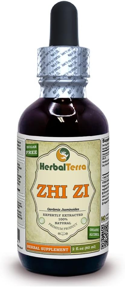 Zhi Zi, Gardenia (Gardenia Jasminoides) Tincture, אורגני Dried פירות נוזל לחלץ (שםBrand: HerbalTerra, Madely בארצות הברית) 2 fl.oz (60 מ"ל)