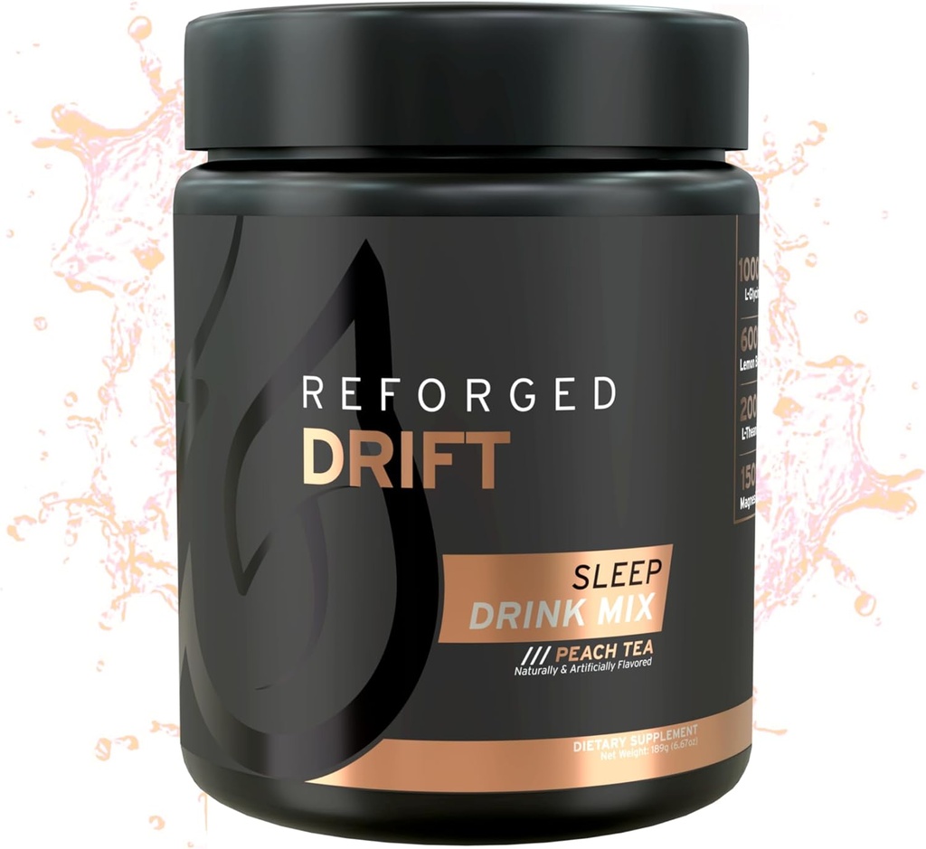 Drift Sleep Mix - Calm Magnesium אבקת Sleep Aid תוסף - מלאטונין שינה אבקת תוספת עם Magnesium, Lemon Balm, L-theanine, L-Glycine - Peach Tea, 30 משרתים