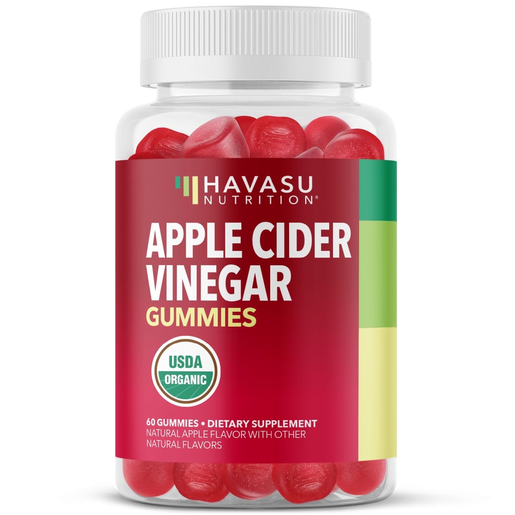 Apple Cider Vinegar Gummies - אורגני ACV ויטמינים לבריאות העיכול, Metabolism & Gut Support - 60 Count - טבעוני, Non-GMO, Gluten-Free - Delicious Flavor & No Harsh Taste - 1 חודש אספקה