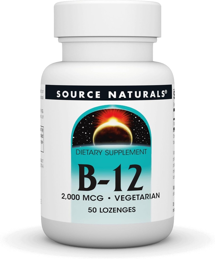 מקורות טבעיים ויטמין B-12, 2000 mcg תומך בייצור אנרגיה - 50 Lozenges