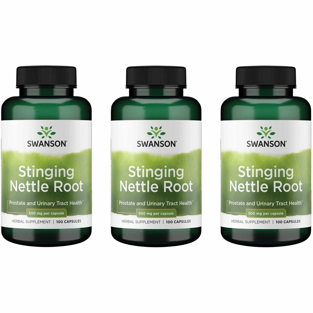 Swanson Sting Nettle Root (Urtica Dioica) - תוסף צמחי - (100 קפסולות, 500 מ"ג) (3 Pack)