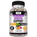Kaya Naturals Elderberry Immune תמיכה; ויטמינים עם Zinc ו ויטמין C למבוגרים, Probiotics & Turmeric 1000mg Immune System Booster Sambucus קפסולות - 30 Count Count