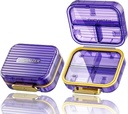 Acedada Small Pill Box, Travel Pill מארגנת, קומפקטי 7-Compartment Moisture גלולות מקרה פורזה, Chic Daily Pill Container, Portable Medicine & ויטמין Holder עבור שמן דגים & שמן, תוספי מזון סגול