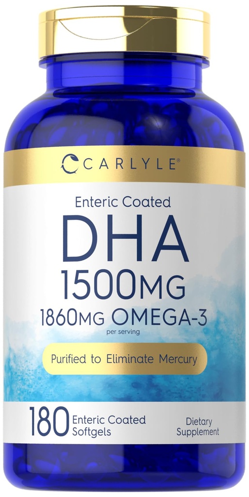 קרלייל DHA תוסף 1500mg | 180 Softgels | אומגה 3 | Non-GMO, Gluten FreeFree Gluten