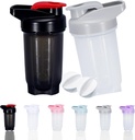 Shaker Bottle Protein Shakes Cup ו- 10Ounce /300ML ShakerBottle with Whisk Balls, חלבונים ShakerBottles Set, Non-BPA פלסטיק (Black+Grey(2PCS)