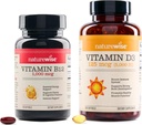 ויטמין B12 1,000 mcg 150 Softgels & ויטמין D3 5000iu 360 Mini Softgels עבור אנרגיה, בהירות נפשית, עצמות ותמיכה שרירים