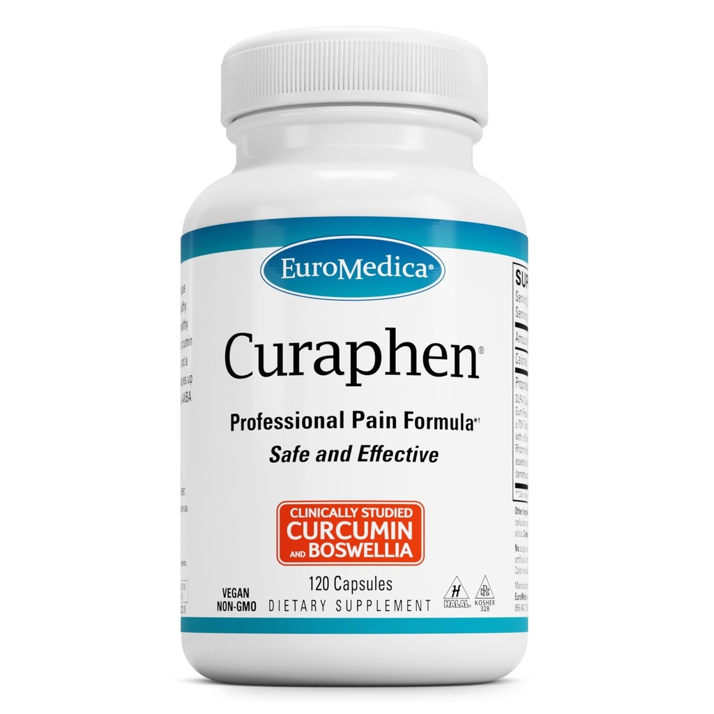 EuroMedica Curaphen - תוסף Curcumin לתמיכה ב Circulation & Endorphin - תמיכה ב- Occasional Discomfort - איידס שרירים בריאים - 120 קפסולות