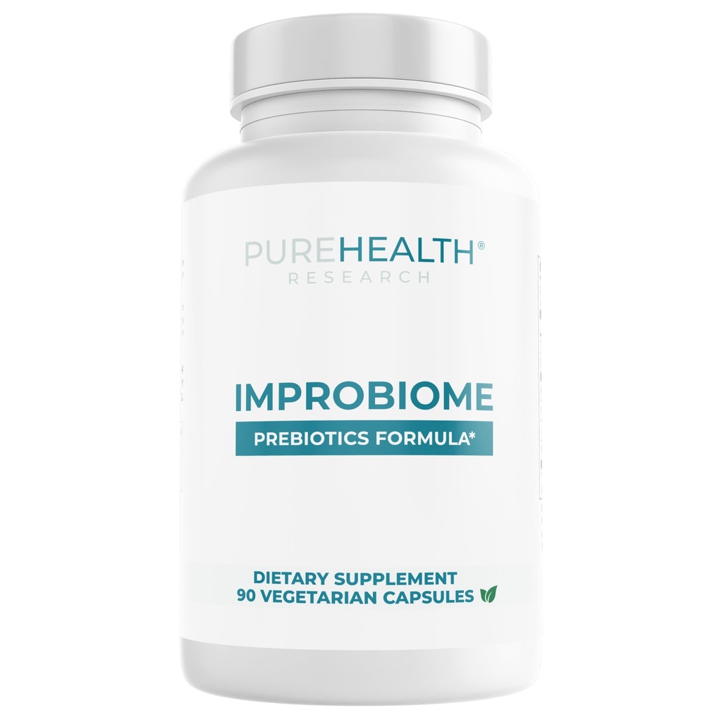 PUREHEALTH RESEARCH Improbiome Preביוטיקה תוסף - תמיכה טבעית עבור בריאות Gut Prebiotics - תוספי תזונה Digests - Apple Pectin קפסולות - 90ct