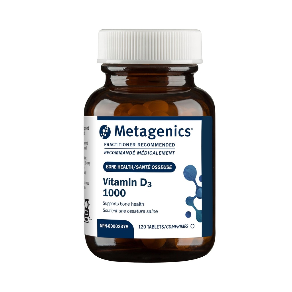 Metagenics ויטמין D3 1000 IU - ויטמין D עבור טופסת עצמות בריאה, בריאות Cardiovascular ו- Immune Support - 120 Count