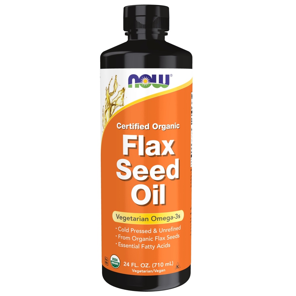 עכשיו מזונות תוספי מזון, מוסמך אורגני Flax Seed שמן נוזלי, Cold-Pressed ו unrefined, 24Ounce