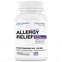 Puregen Labs Allergy הקלה, Fexofenadine 180 מ"ג, 100 טבליות - 24 Hour non-Drowsy Antihistamine Allergy Medicine for Runny Nose, Sneezing, Itchy, Watery Eyes - Made in USA